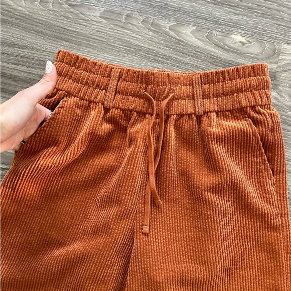 BDG Jessie Corduroy Pull On Pant - Rust Wide Leg Pants with Elastic Waistband - Picture 9 of 10